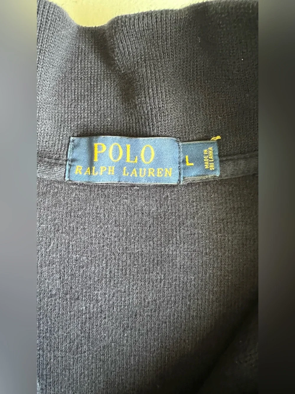 Polo Ralph Lauren Quarter Zip Pullover Sweater Navy Red Pony Size L